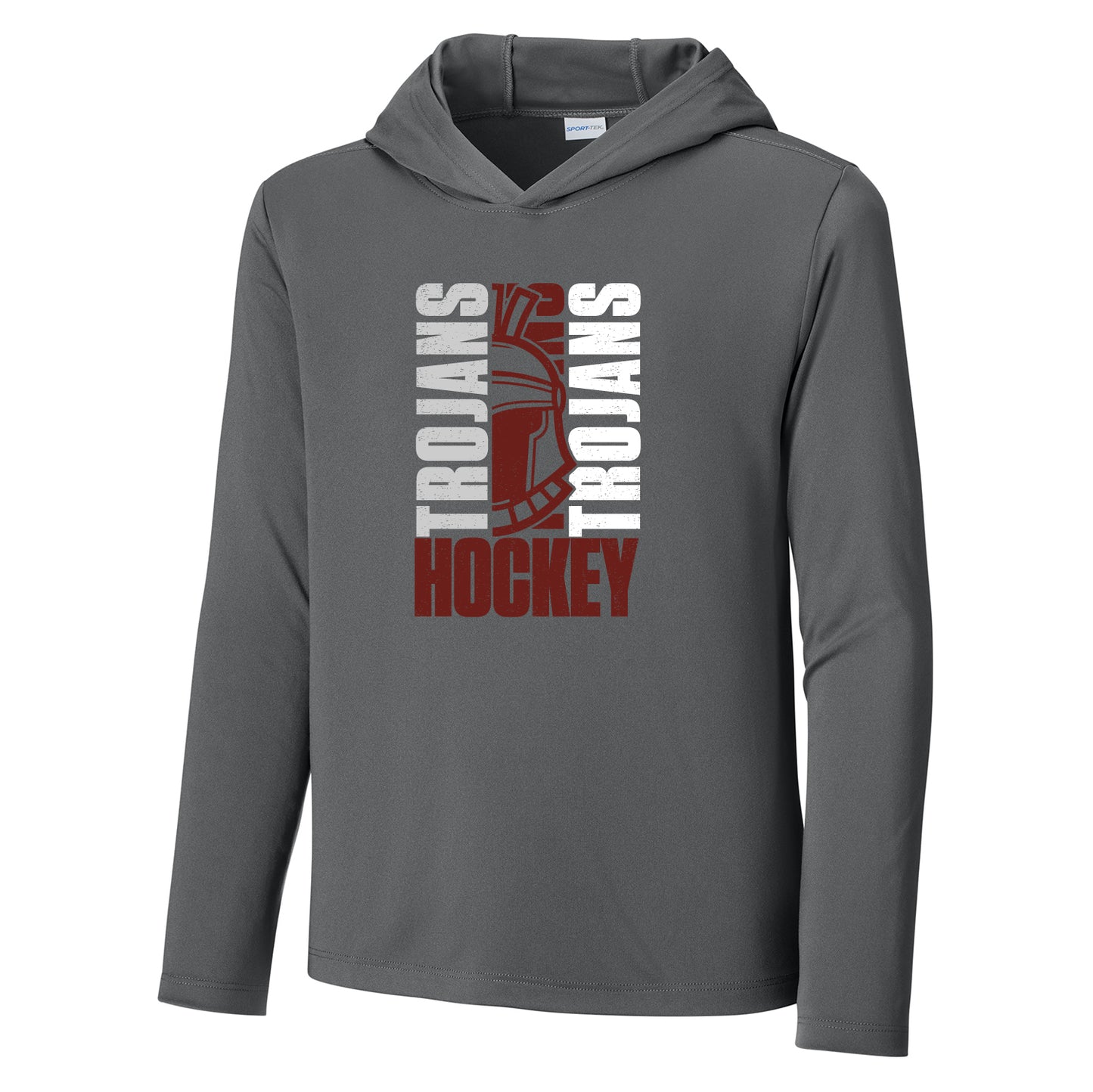 New Prague Fan Apparel 4oz Lightweight Youth Posi-UV® Pro Long Sleeve Hoodie (Trojans)