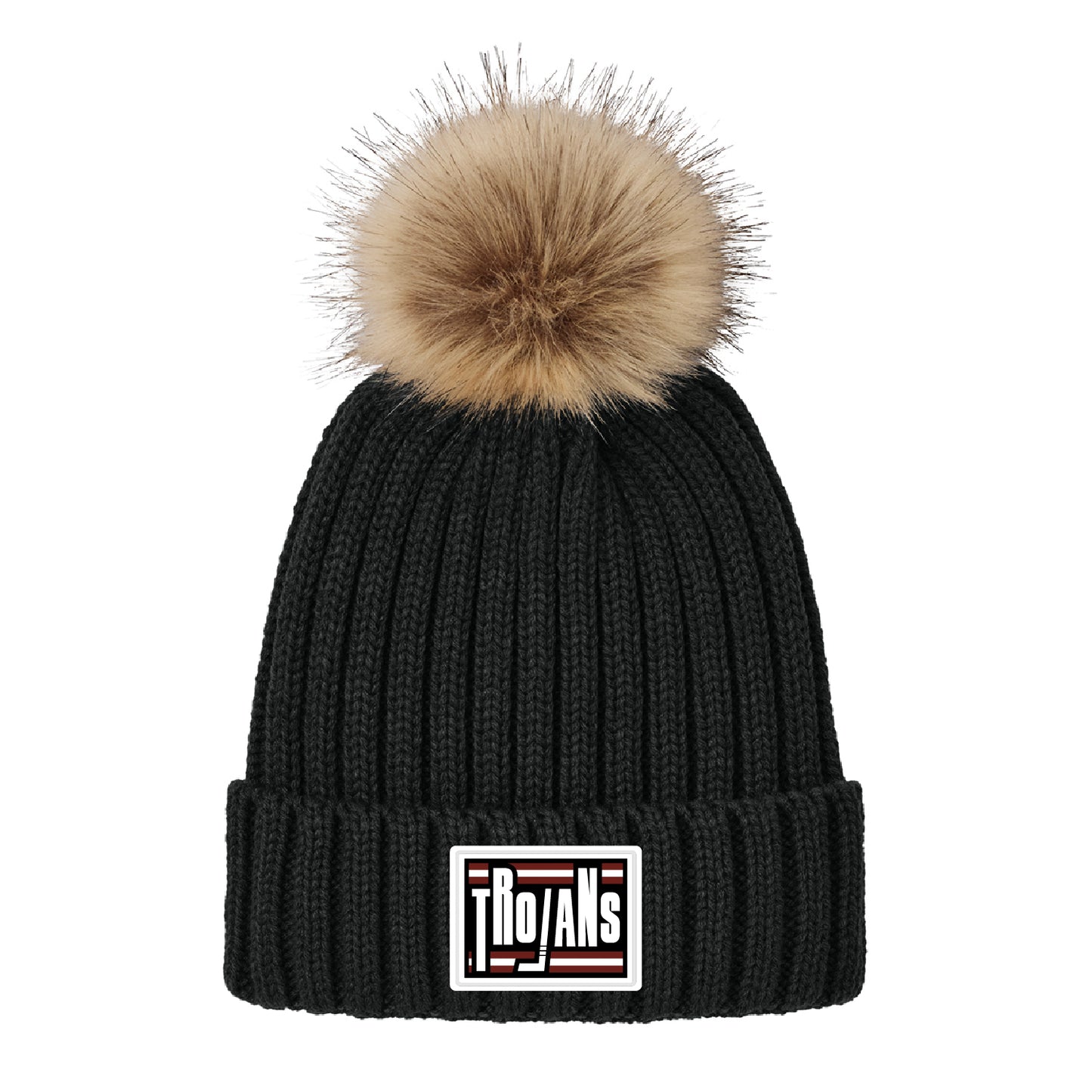 New Prague Fan Apparel Faux Fur Pom Beanie (Silicone)