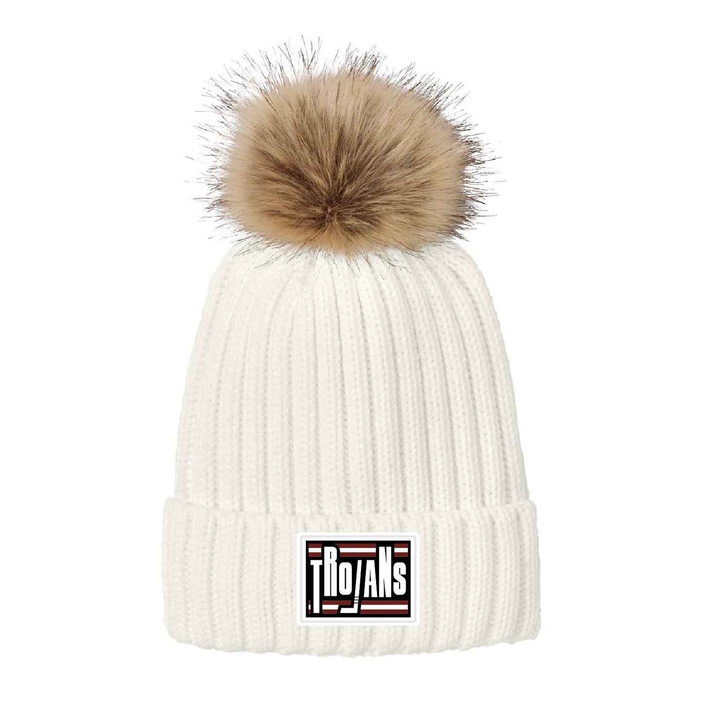 New Prague Fan Apparel Faux Fur Pom Beanie (Silicone)