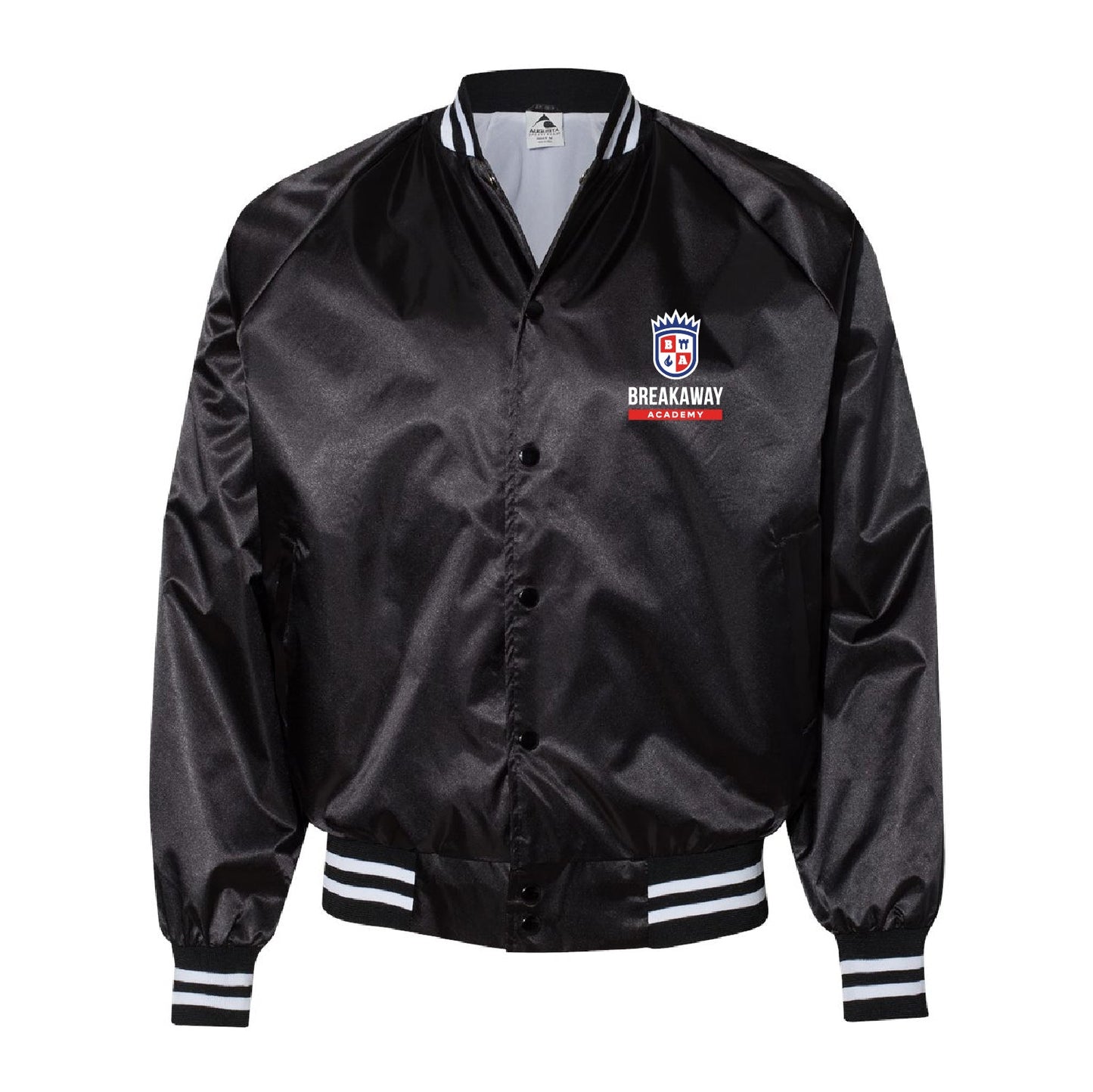 Breakaway Academy Satin Baseball Jacket Striped Trim (Embroidered)
