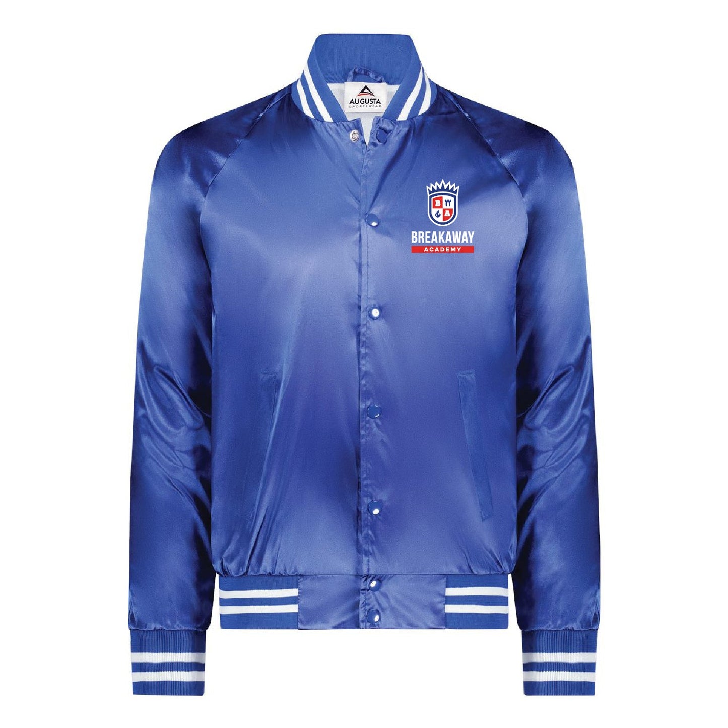 Breakaway Academy Satin Baseball Jacket Striped Trim (Embroidered)