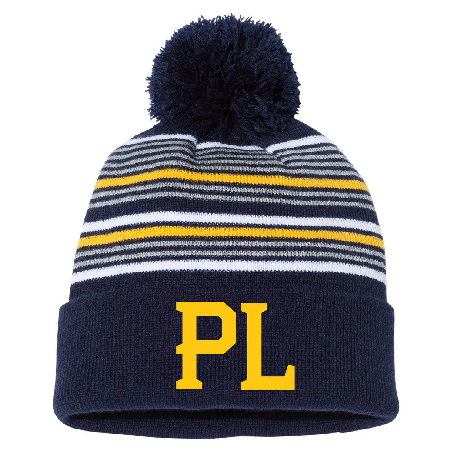 Prior Lake Peewee AA 12" Striped Pom-Pom Cuffed Beanie