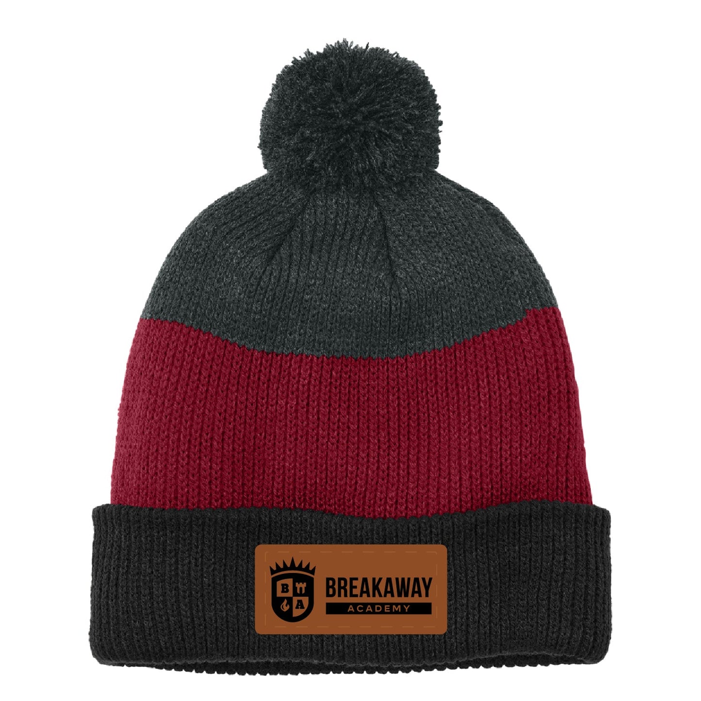 Breakaway Academy Cozy Striped Pom Beanie