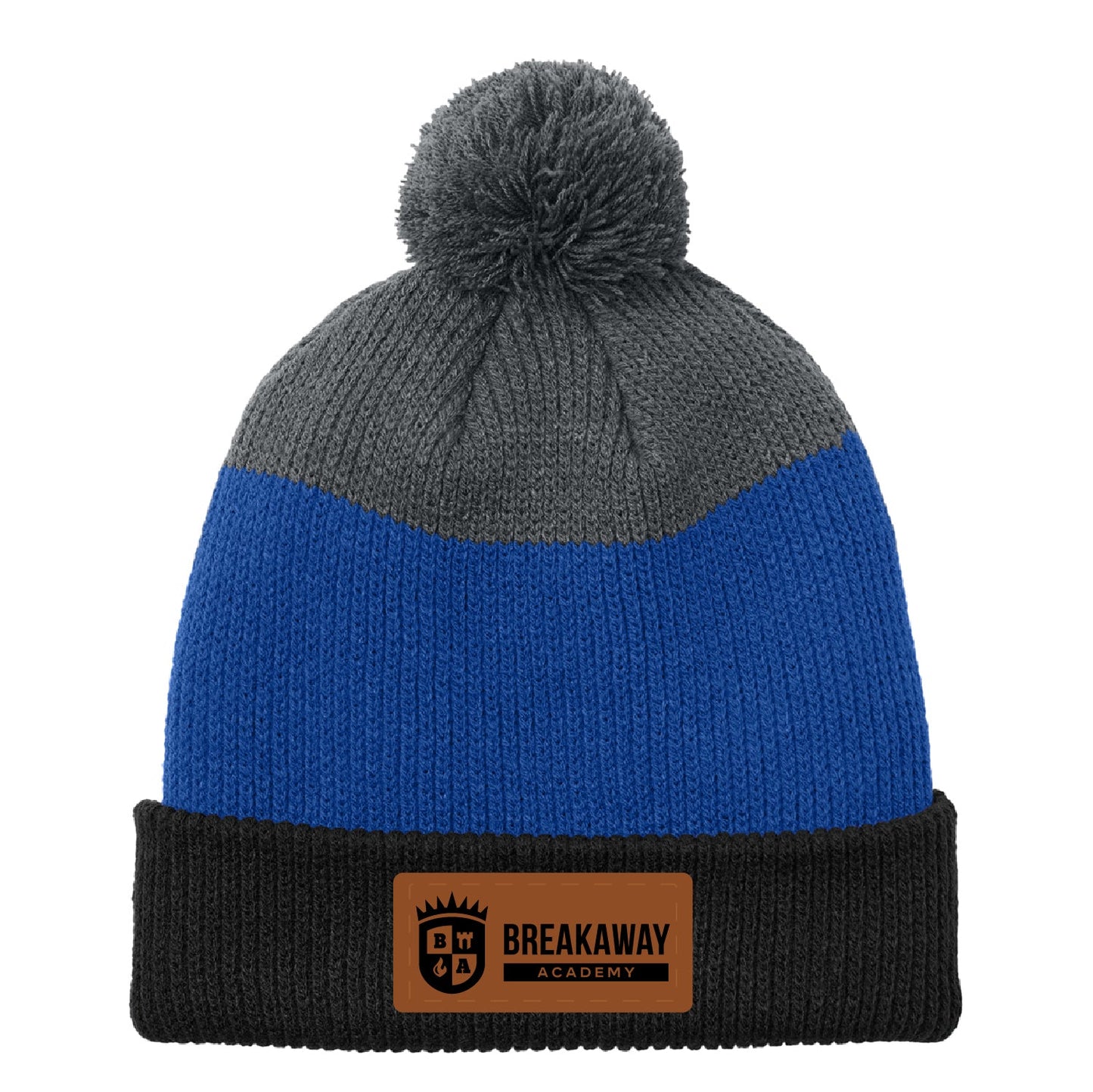 Breakaway Academy Cozy Striped Pom Beanie