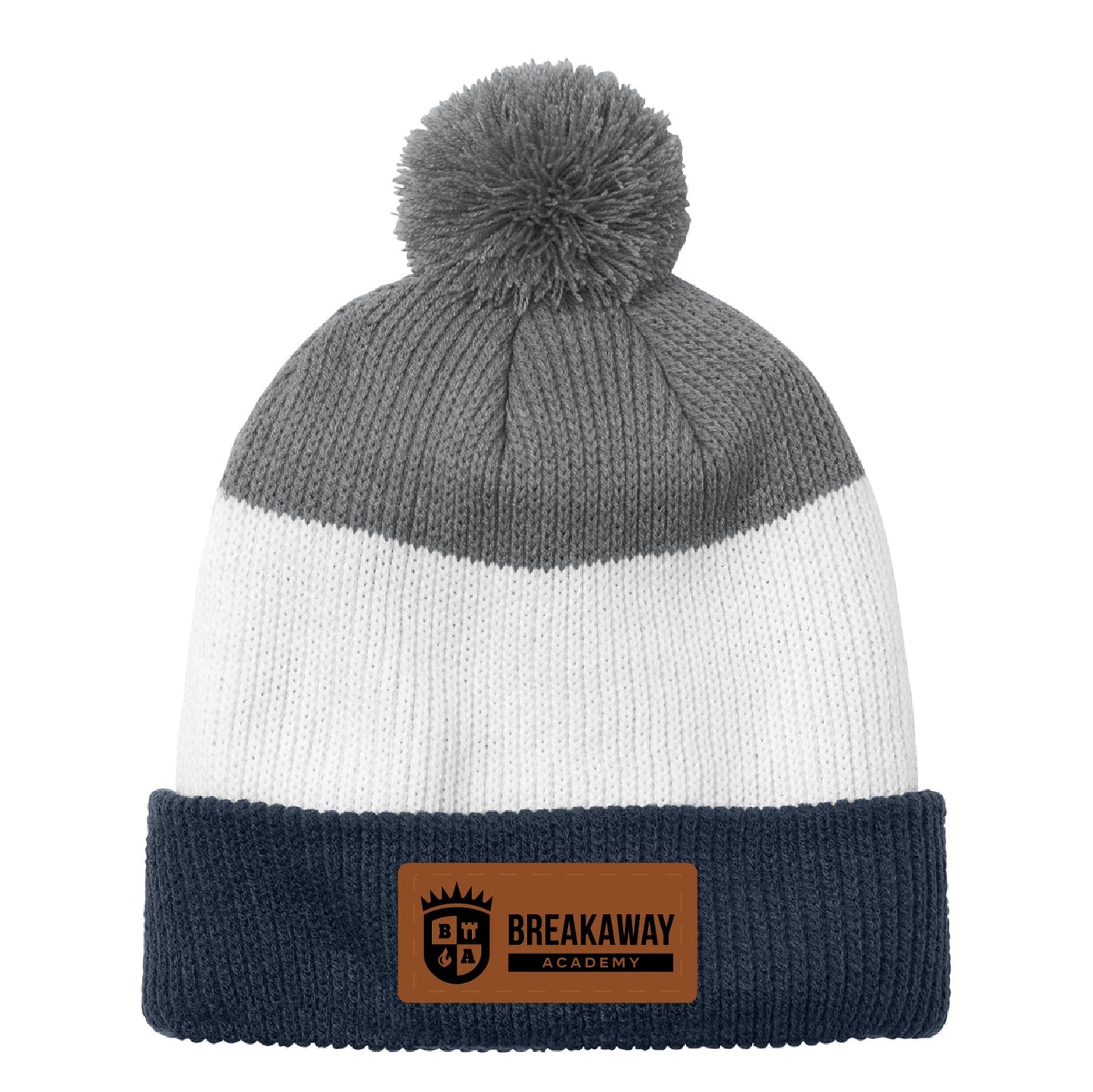 Breakaway Academy Cozy Striped Pom Beanie