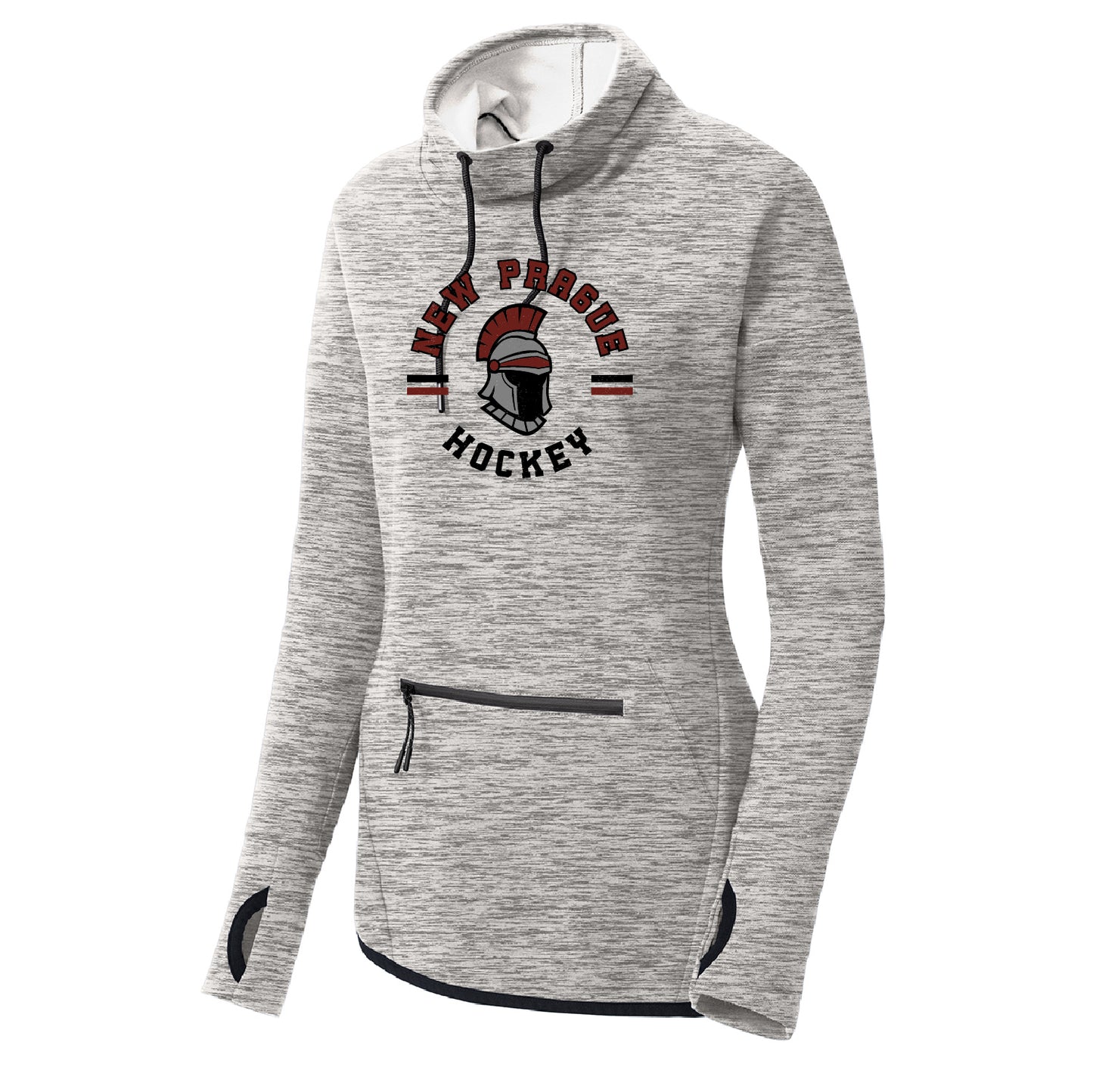 New Prague Fan Apparel Women's Triumph Cowl Neck Pullover (Mascot)