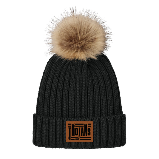 New Prague Fan Apparel Faux Fur Pom Beanie (Leatherette)
