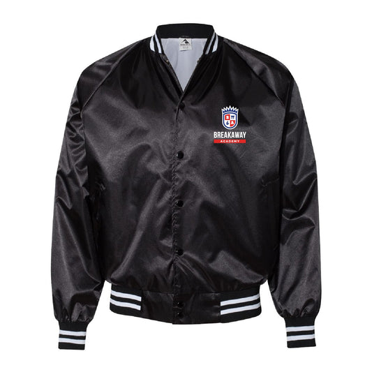 Breakaway Academy Satin Baseball Jacket Striped Trim -