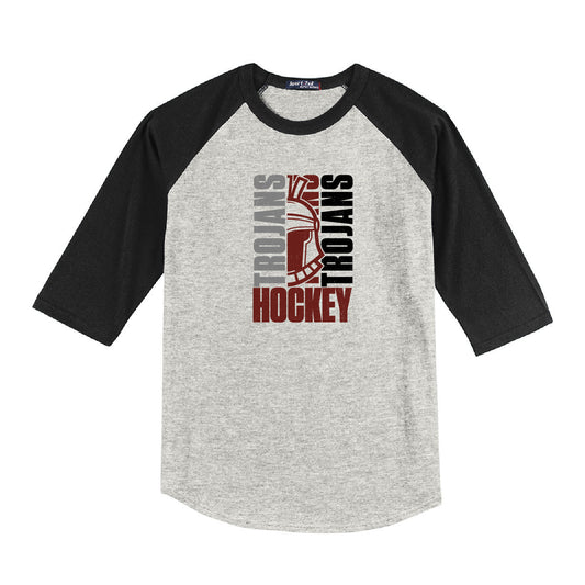 New Prague Fan Apparel Youth Colorblock Raglan Jersey (Trojans)