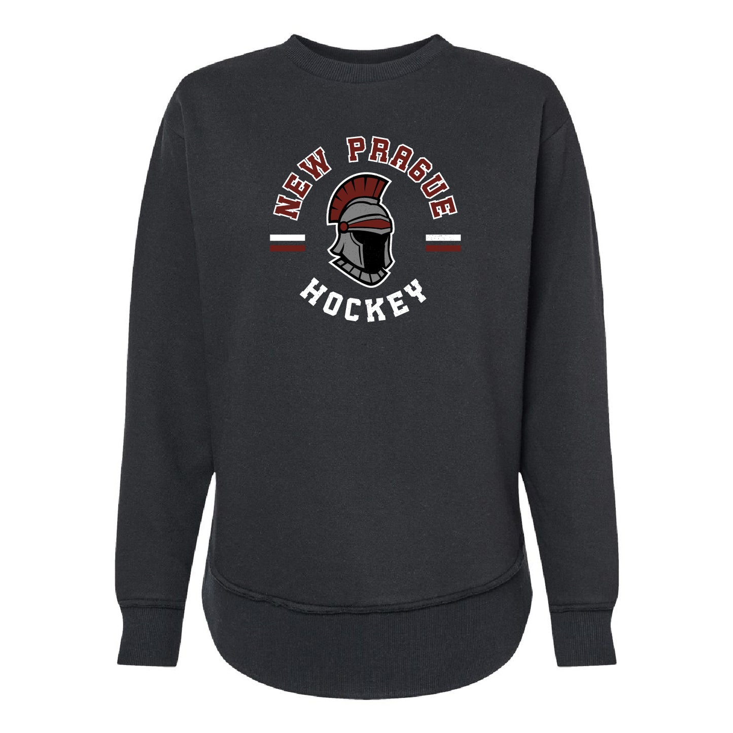 New Prague Fan Apparel Women's Weekend Fleece Crewneck Sweatshirt (Mascot)
