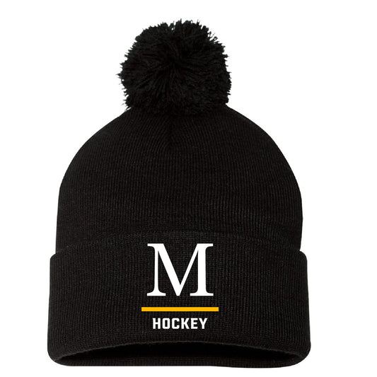 Marshall Hockey Pom-Pom Cuffed Beanie