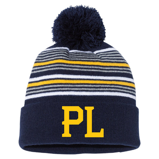 Prior Lake Peewee AA 12" Striped Pom-Pom Cuffed Beanie