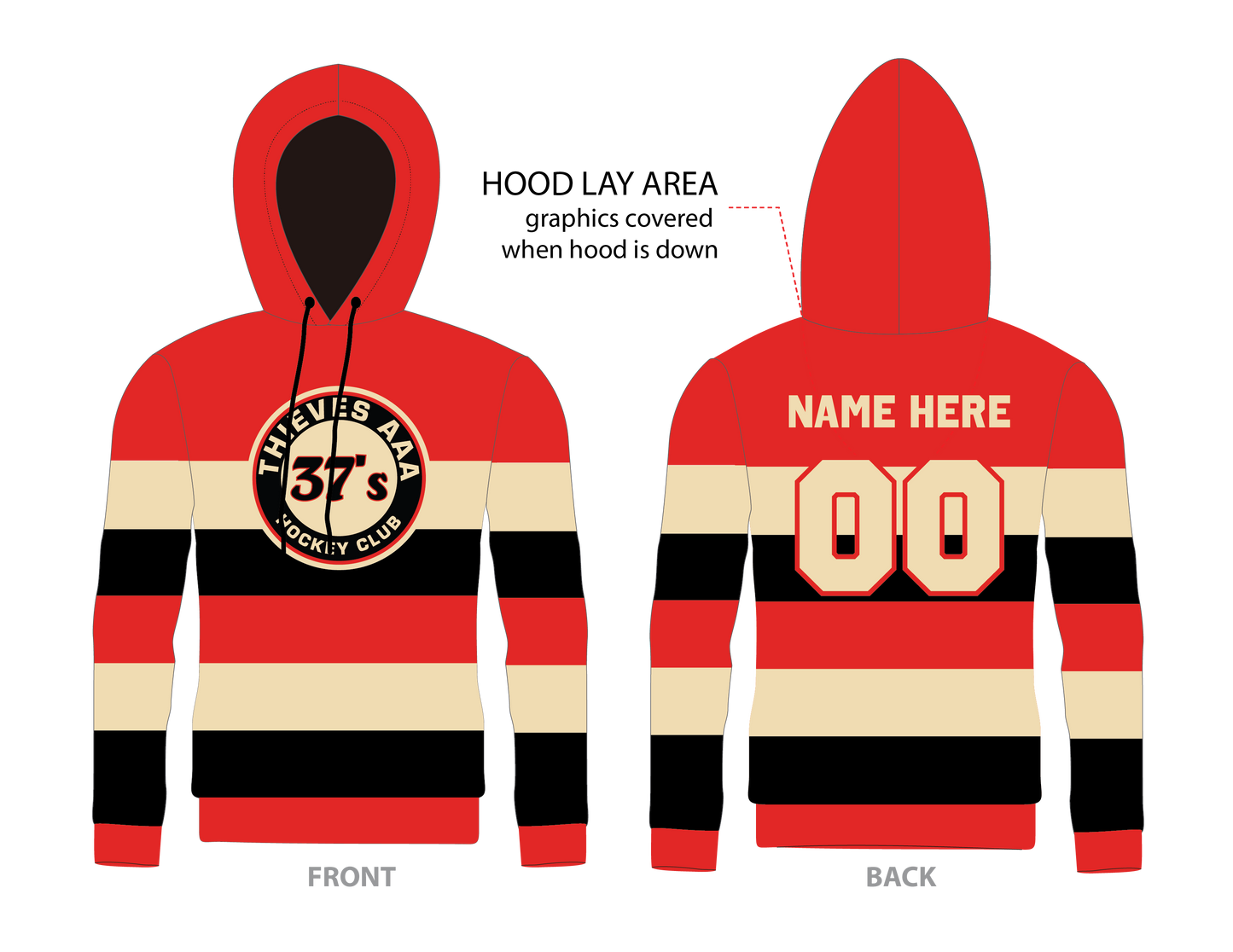 Thieves AAA Hockey ADULT Polyester Sublimated Hoodie