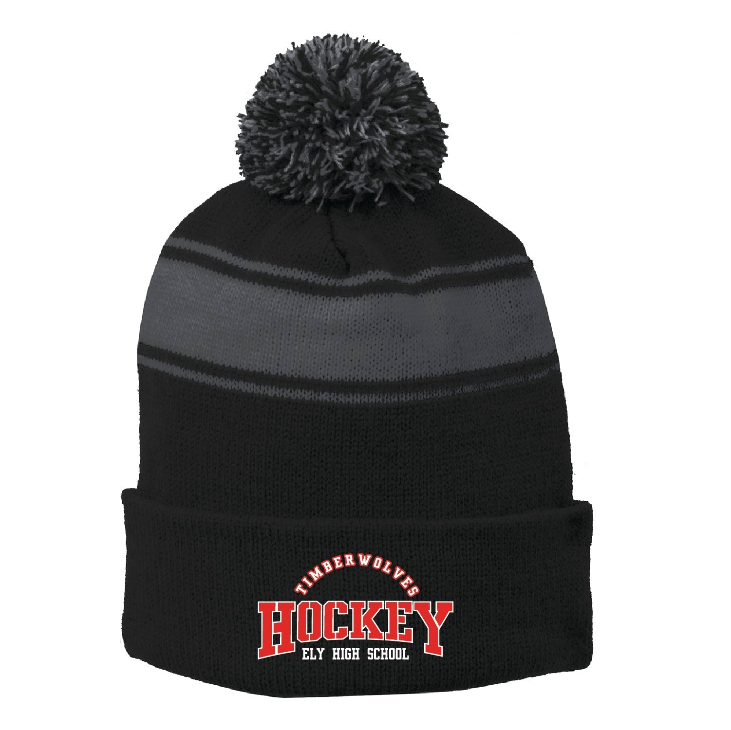 Ely Hockey Stripe Pom Pom Beanie - DSP On Demand