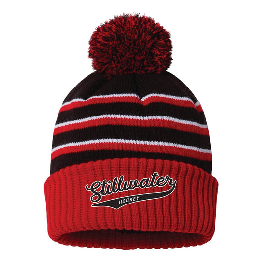 Stillwater Hockey Stripe Pom Cuffed Beanie - DSP On Demand