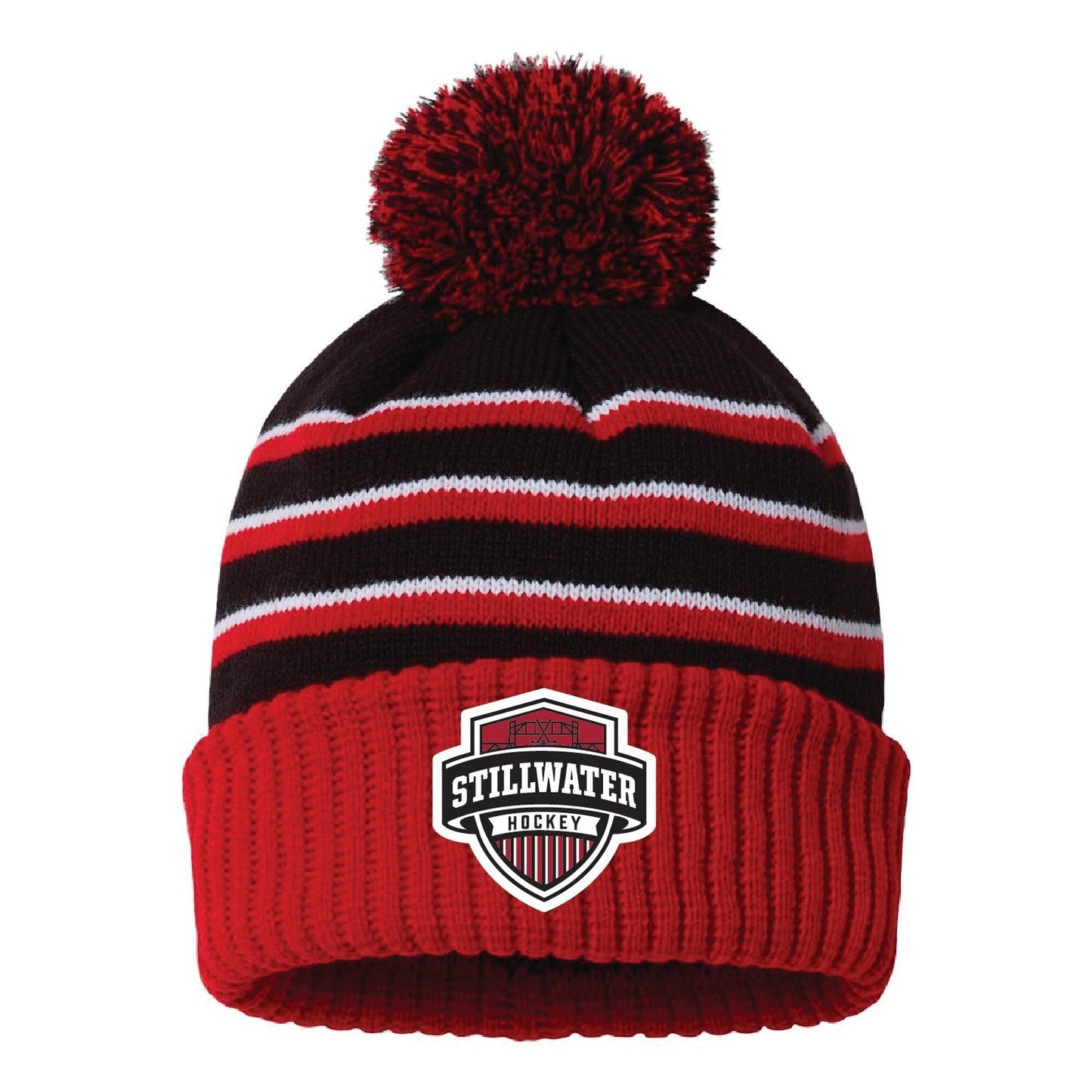 Stillwater Hockey Stripe Pom Cuffed Beanie - DSP On Demand