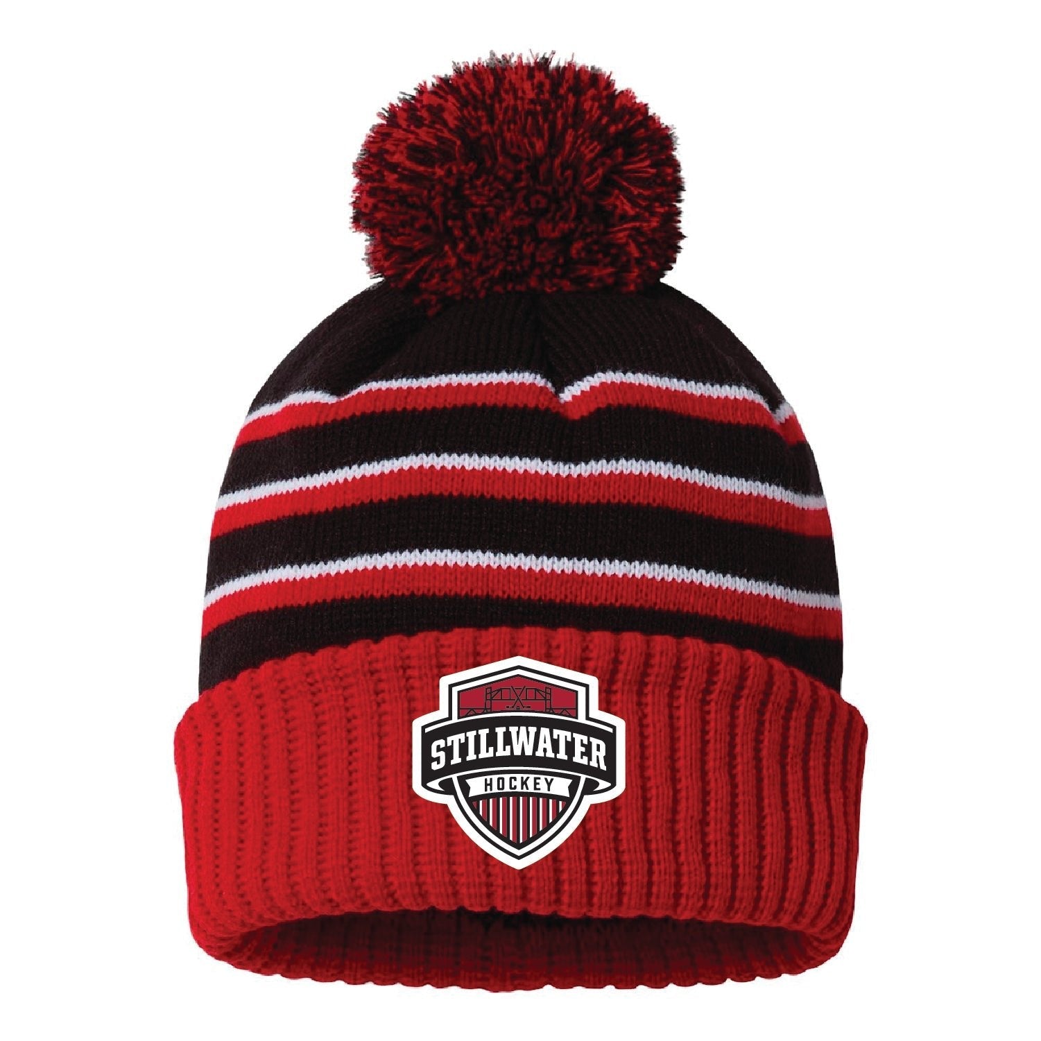 Stillwater Hockey Stripe Pom Cuffed Beanie - DSP On Demand