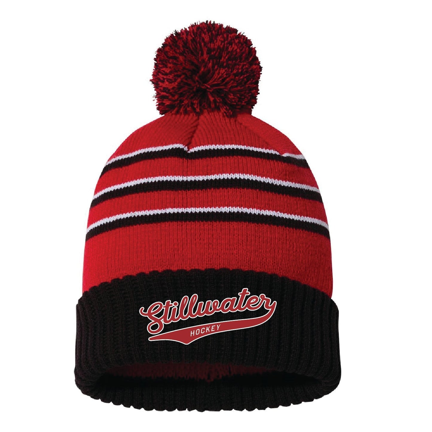 Stillwater Hockey Stripe Pom Cuffed Beanie - DSP On Demand