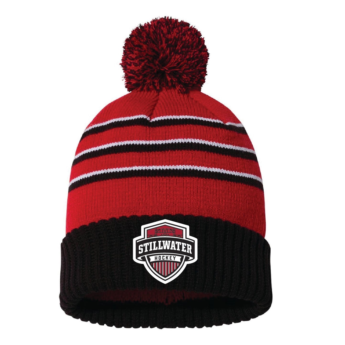 Stillwater Hockey Stripe Pom Cuffed Beanie - DSP On Demand